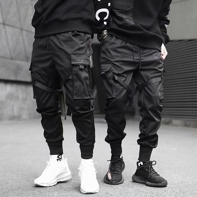 Street Fashion Men 2025 - Ribbons Harem Joggers Men Cargo Pants
