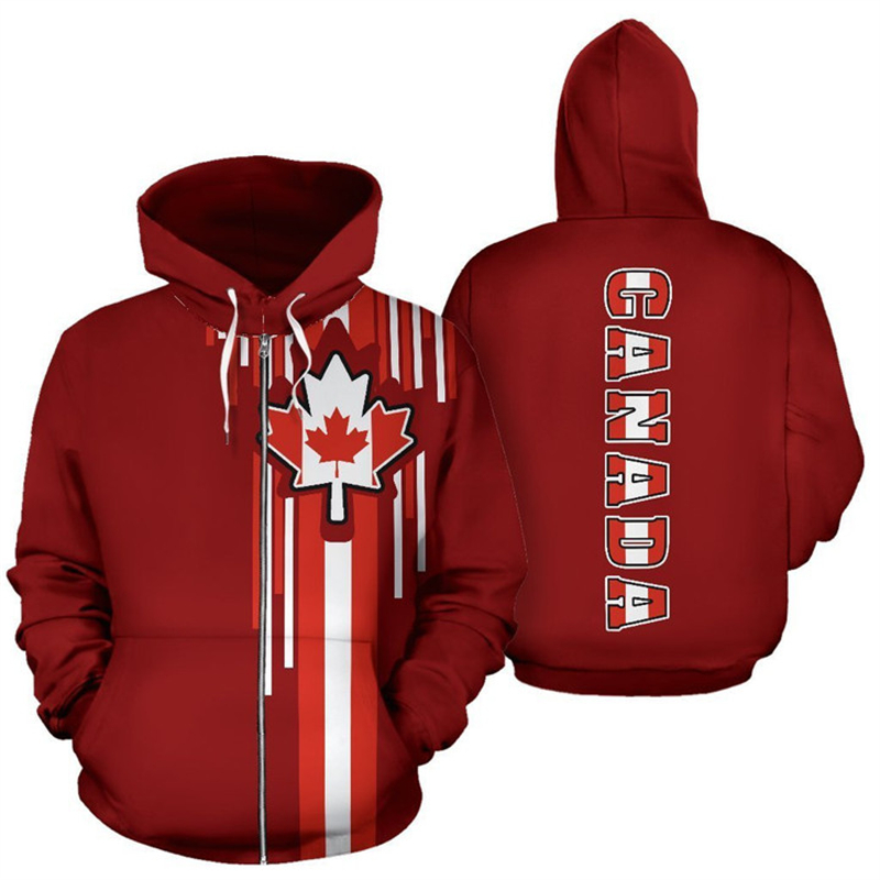 Canada Flag 3d Printed Zip Up  - Street Fashion Canada ulasan dan harga